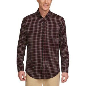 NEW Lands' End Men's L Long-Sleeve Button-Down Shirt Checkered Plaid